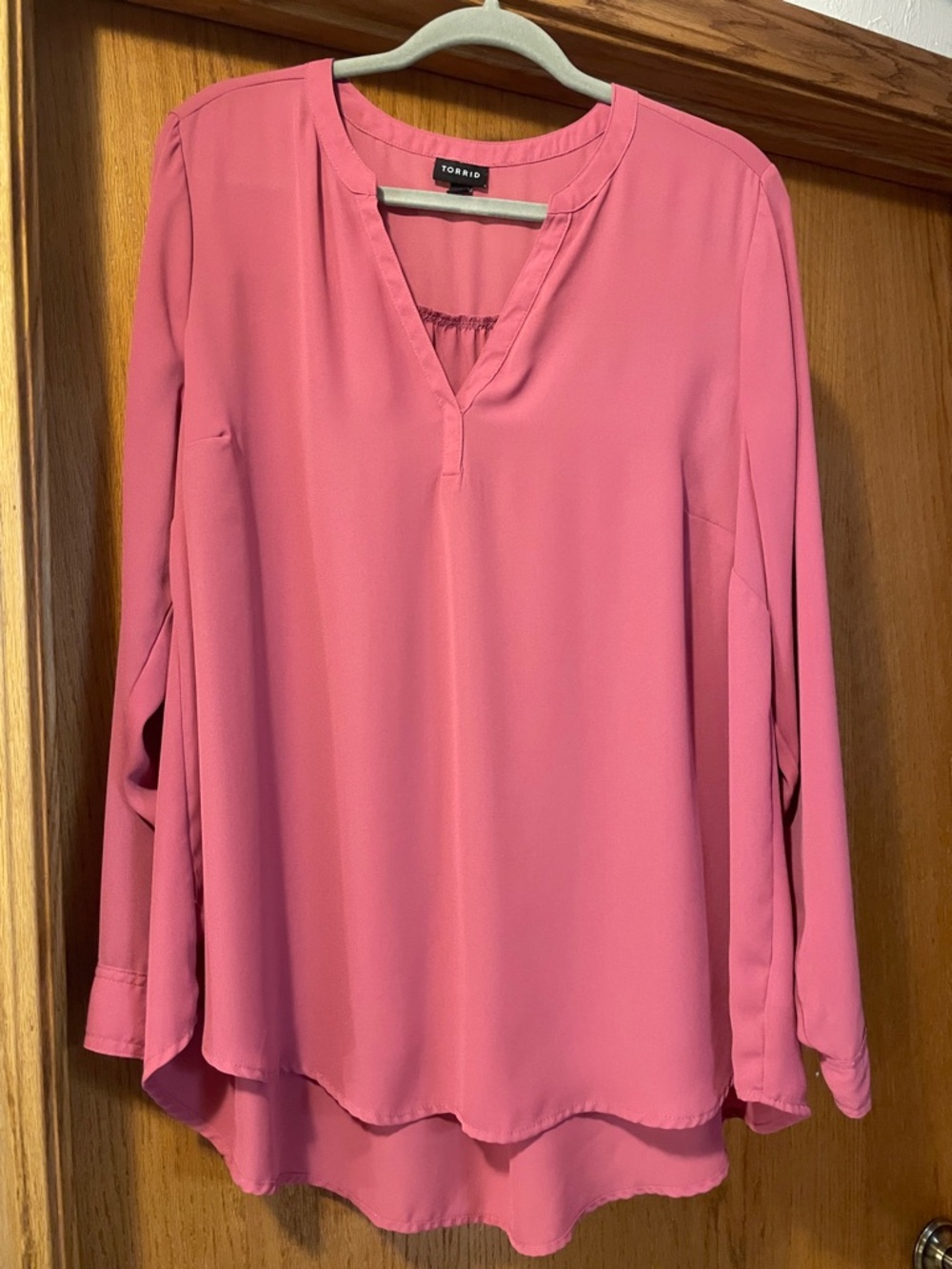 torrid Rose Pink V-Neck Harper long sleeve blouse